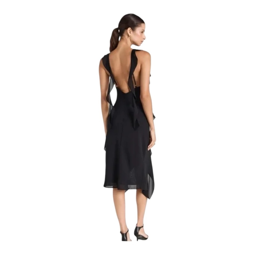 Amanda Uprichard Revolve “Cantara”‎ Midi Black Elegant Black Ruffle Dress Small - Picture 2 of 12